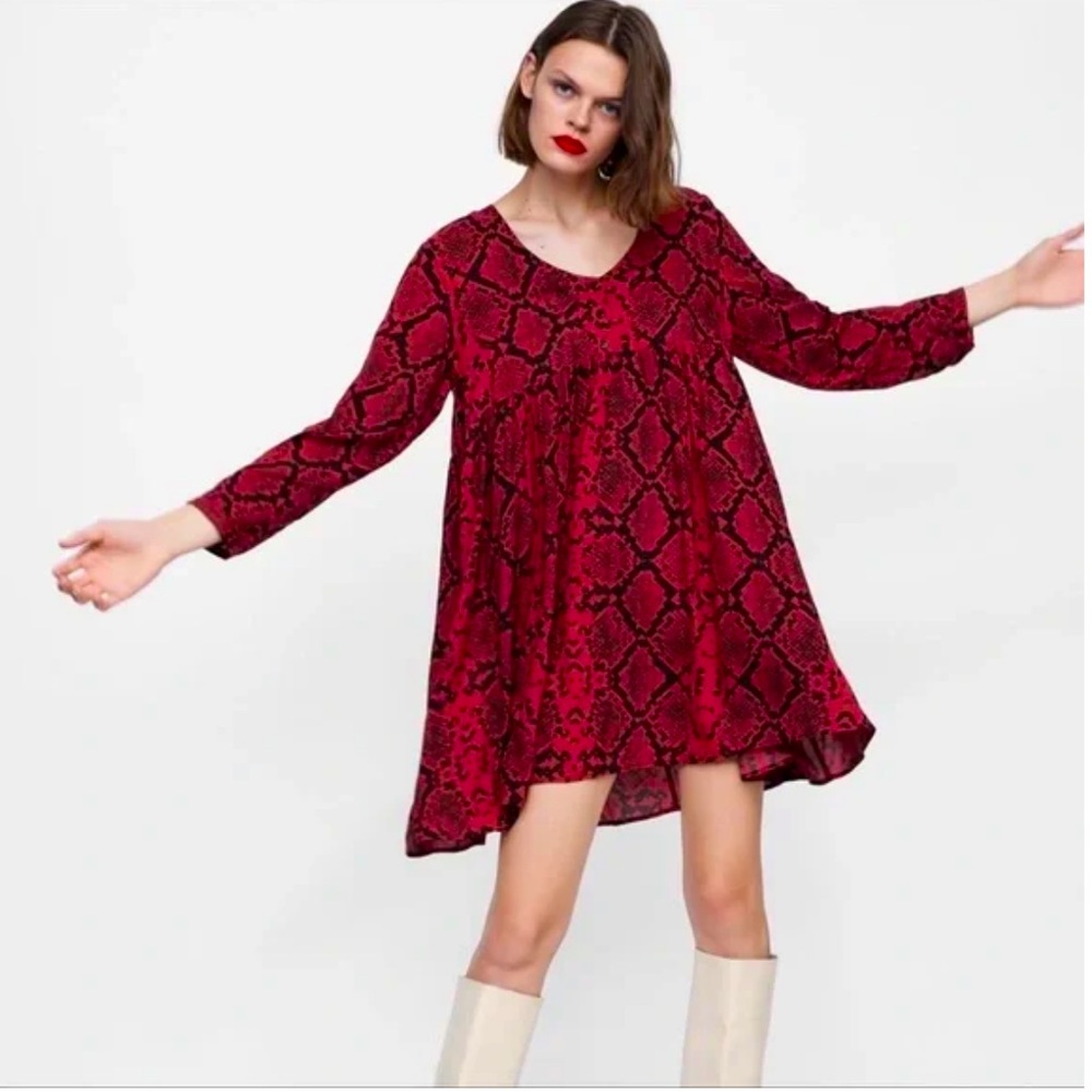 Zara Long Sleeve Snakeskin Dress